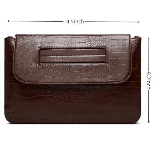 Image of Women Classic Crocodile Pattern Faux Leather Clutch Purse Oversized Female Shoulder Bag Messenger Handbag