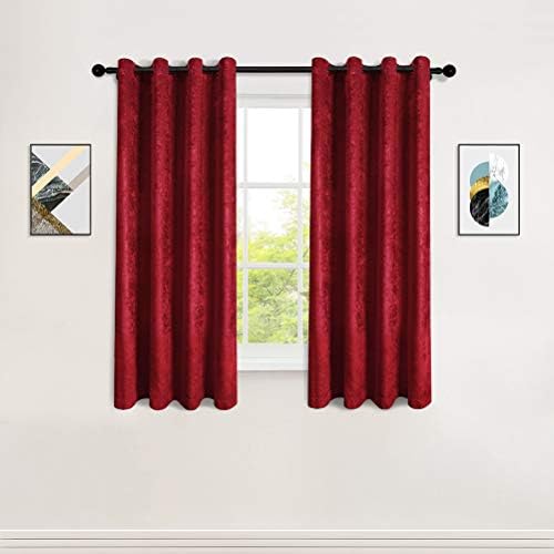 ELKCA Double-Sided Burgundy Red Chenille Window Curtains for Living Room Curtains for Festival Holiday,Burgundy Red, 52" W x 63" L,2 Panels