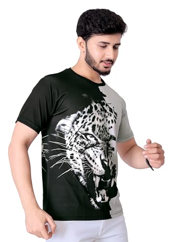 Image of Vintage Animal T Shirt for Men 3D Fierce Leopard Print T Shirt /Summer Short Sleeve Holiday T-Shirts Loose Clothing O-Neck Pullover /Cheetah Printed Attractive T Shirt
