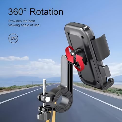 Image of CERLINK Universal Bike & Motorcycle Mobile Holder, 360 Rotation, One Touch Lock, Anti-Slip Grip, Shockproof & Secure Mount for Smartphones - Perfect for Cycling, Riding & Navigation - Handlebar Fit