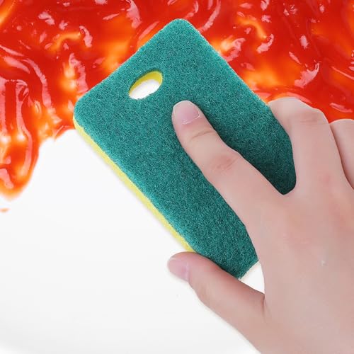 Image of 6 Pack Scrub Sponge, Bulk Sponges, Dual-Sided Cleaning Sponges, Dishwashing Sponge for Kitchen, Bathroom, Dish 4.3 inchx2.8 inchx0.8 inch Green Yellow