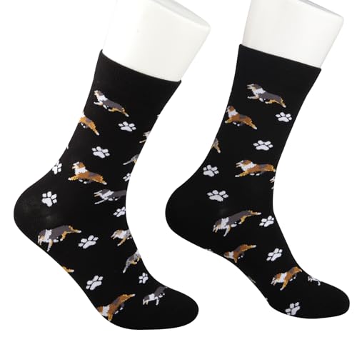 Image of G2TUP 2 Pair Aussie Lover Australian Shepherd Socks - Mom & Dog Owner Gift (Cotton, Aussie Shepherd 2p)