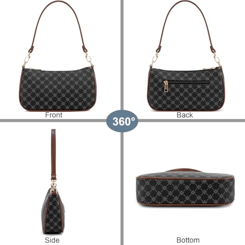 Image of Shoulder Bag for Women Retro Vegan Leather Classic Clutch Tote HandBags Purses with Zipper Closure