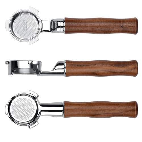 Normcore 51mm Slim Bottomless Portafilter with American Walnut Handle for DeLonghi Dedica, SMEG, EUPA Machines