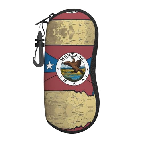 Tnnutp Abstract Montana Flag Map04 Unisex Soft Shell Eyeglasses Cases, Protective Case For Glasses With Belt Clip