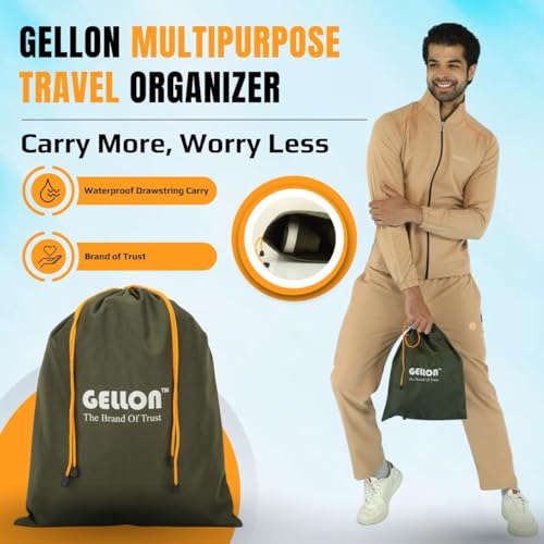 Image of Gellon Water Proof in Umbrella Cloth Shoes Bag for Travel & Storage Travel Organizer for Women & Men Travel Accessories Shoes Cover Pouch for Travel Essentials in 4 Colors (Dark Green, Pack of 1)