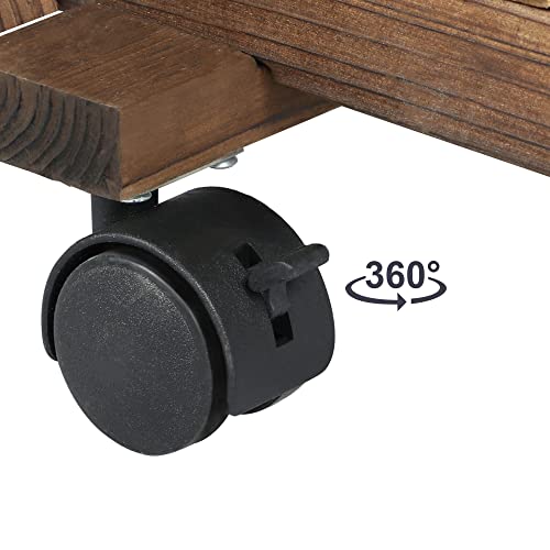 Yaheetech Blumenregal Holz 6 Ebenen Blumenständer Blumenbank mit Rädern für Balkon Wohzimmer Outdoor Garten