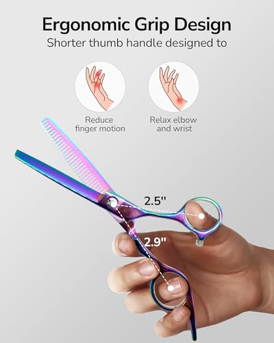 Image of ULG Professional Hair Scissors Kit Right-Hand Razor Edge Barber Scissors Salon Hair Cutting Shears Made of Japanese Stainless Steel, Hand Sharpened 6.5 inch Rainbow