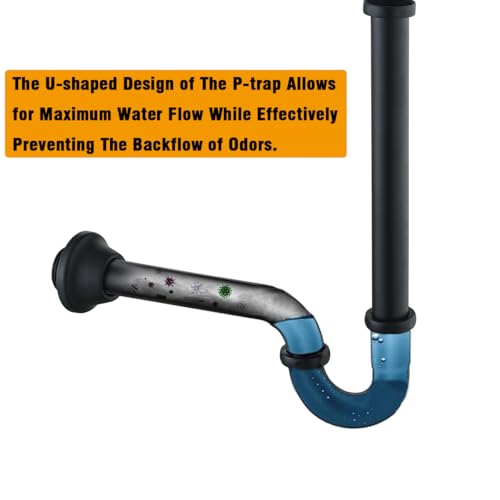 RANDOM Brass P Trap Bathroom Sink U-Shape 1-1/4 inch Sink Trap with Slip Joint Extension Tube,Adjustable Height Sink Waste Drain Bottle P-Trap Kit,Matte Black Basin Sink Plumbing.RD83555MB-L - Thumbnail 5