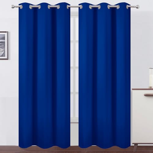 Image of LEMOMO Royal Blue Thermal Blackout Curtains /42 x 84 Inch /Set of 2 Panels Room Darkening Curtains for Bedroom