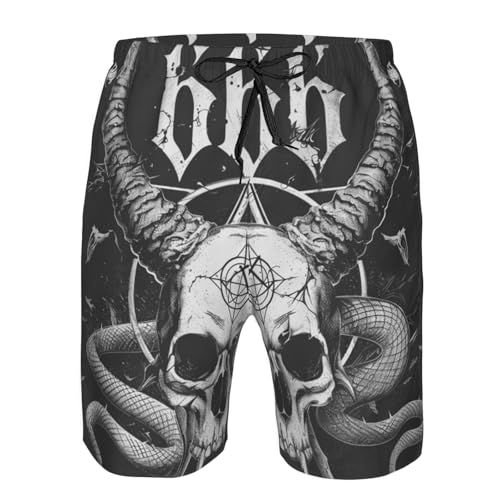 Demon 666 Symbol Satan Black and White Mens Swim Trunks Beach Shorts Summer Sports Running Bathing Suits2
