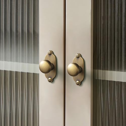 Image of Goo-Ki Brushed Brass Bronze Zinc Alloy Cabinet Knob with Backplate - Single Hole Center Cabinet Pull Hardware for Bedroom, Kitchen, 6 Pack(8611-G013)
