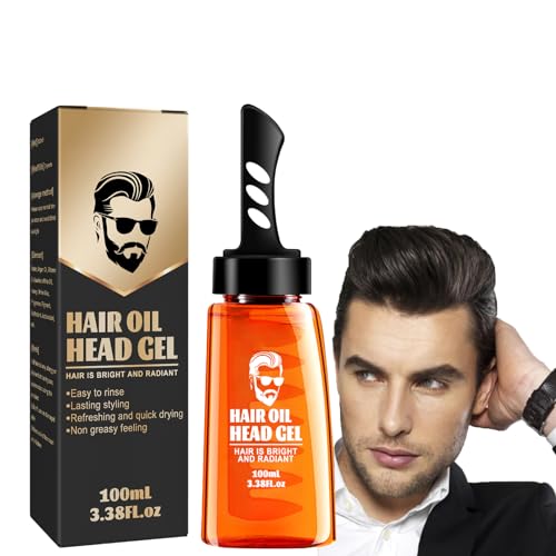 Haarstyling-Gel für Männer, 2-in-1-Haarwachsgel mit Kamm,Haarstyling Gel für Männer,Haargel mit Kamm,Haaröl Kopfgel,Haarstyling Gel mit Kamm für Männer, Langanhaltendes,Schnell Aufbauendes,100ml