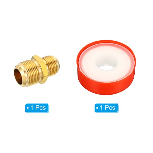 PATIKIL 5/8 SAE Male x 3/4 SAE Male Brass Tube Coupler, Pipe Fitting Thread Gas Adapter Flare Connector Union Coupling with PTFE Tape for HVAC Fuel Oil Air Natural Gas Line Connection by PATIKIL - Image 3