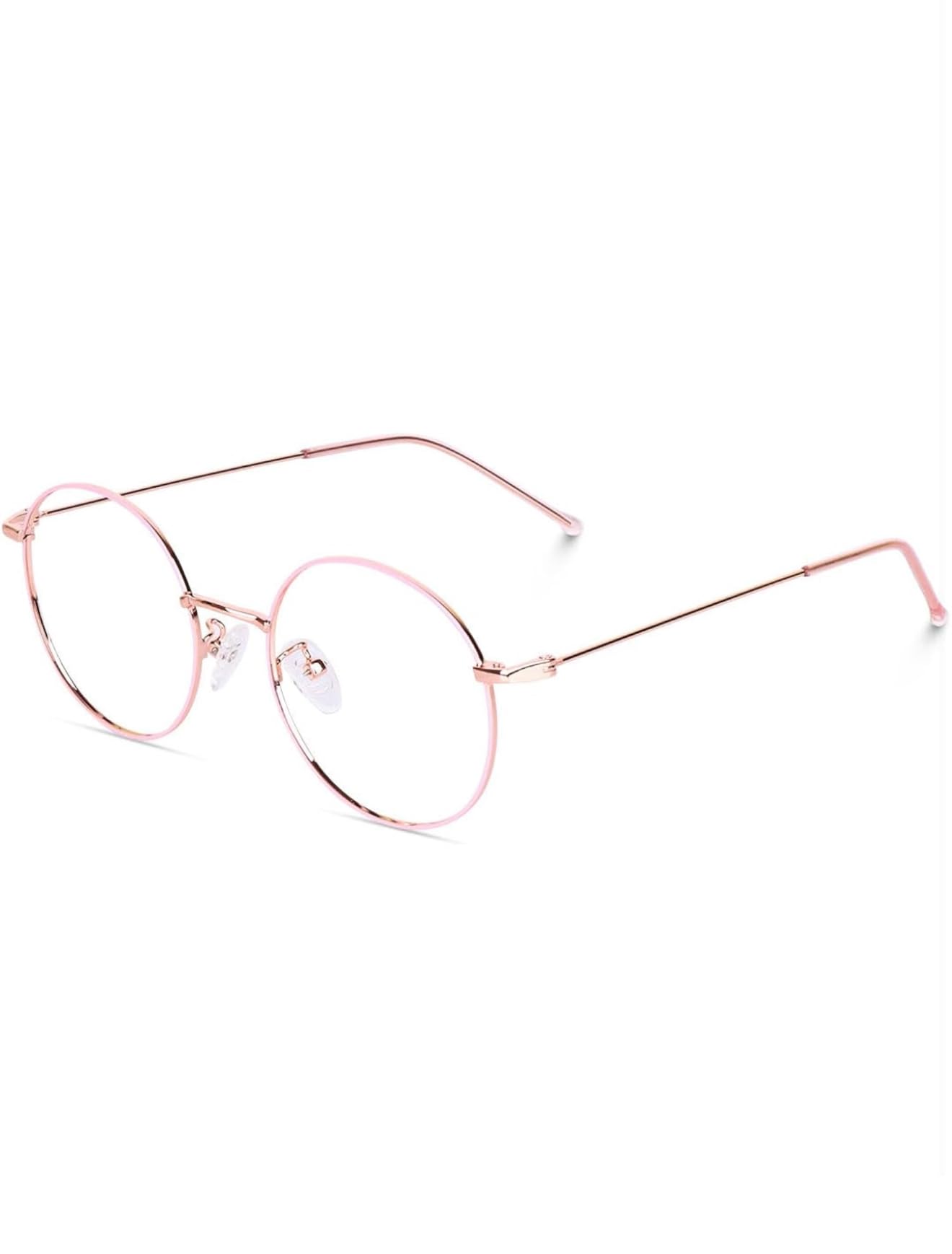 Round Blue Light Blocking Glasses, Metal Frame, Clear Lens, Vintage Style, Lightweight, Unisex-image-41