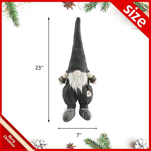 Houwsbaby Handmade Plush Swedish Tomte Nisse Figurines Gnome Christmas Santa Claus Elf Home Desktop Collectible Stuffed Decor Holiday Party Supplies Table Ornament Gray 23'' #TOP6