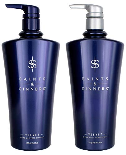 Saints & Sinners Shampoo & Conditioner 25.4 oz Duo – Velvet Divine Moisture Shampoo & Daily Conditioner for Dry, Damaged & Colored Treated Hair – Repair, Replenish, Renew & Add Shine