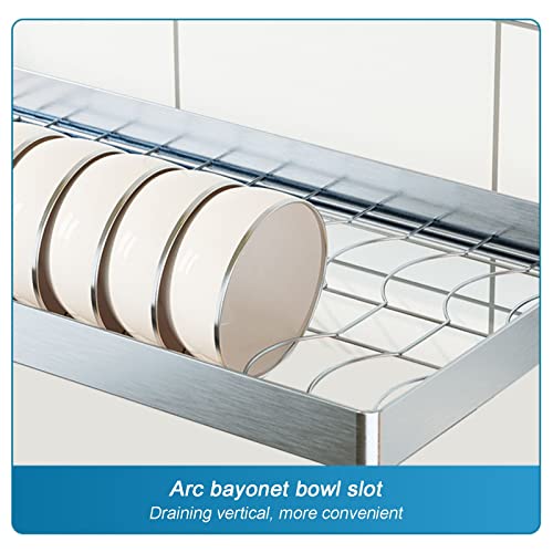 Küchenwand-Abtropfgestell aus Edelstahl für Geschirr, 55 cm–95 cm, über dem Spülbecken.