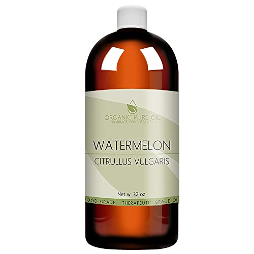 Watermelon Seed Oil - 32 oz - 100% Pure, All Natural, Non-GMO, Organically Sourced, Unrefined, Carrier Oil - for Hair, Skin, Nails, Body, Feet, Arms, Legs, Dry Skin and More - Packaging May Vary