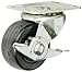 Shepherd General Duty Series 2" Diameter Soft Rubber Wheel Single Race Swivel Caster with Brake, 2-9/16" Length x 1-7/8" Width Plate, 90 lbs Capacity, Zinc Finish