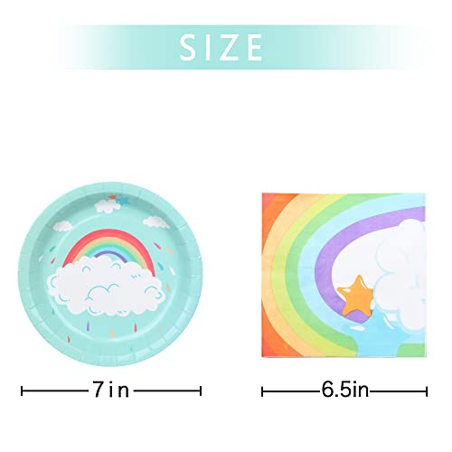 Pandecor Rainbow Themed Party Disposable Plates And Napkins Party Supplies Set,Serve Up To 16 Guests,Cake Dessert Plates And Napkins For Kid's Birthday Party,Baby Shower #TOP1