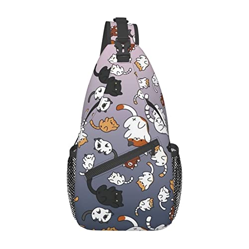 Cute Cartoon Cat Sling Bag Fashion Crossbody Chest Bag Backpack Shoulder Bag For Travel, Hiking, Cycling, Camping