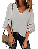 LookbookStore Grey Tops for Women Dressy Casual Shirts Pantone Oyster Mushroom Blouse and Tops 2024 Grey Bell Sleeves Blouse Summer Tops for Women 2024 Womens Tops Size M Size 8 10