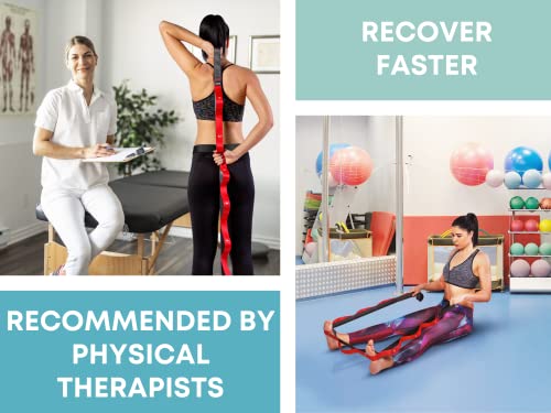 Stretching Strap With Loops - Non Elastic Stretch Band For Physical Therapy, Yoga Strap For Stretching Equipment, Stretch Bands For Exercise And Flexibility - Fascia, Hamstring And Leg Stretcher Belt #TOP4