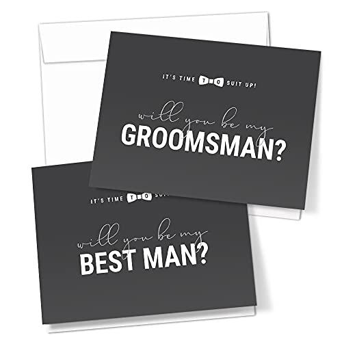 Hat Acrobat Groomsman Proposal Cards 8 Will You Be My Groomsman and 2 Best Man Cards with Envelopes | Set of 10 Groomsmen Cards