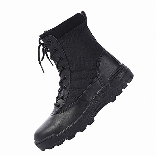 Tebapi Mens Backpacking Boots Military Leather Boots for Men Bot Infantry Tactical Boots Army Bots Army Shoes Hombre Black 9