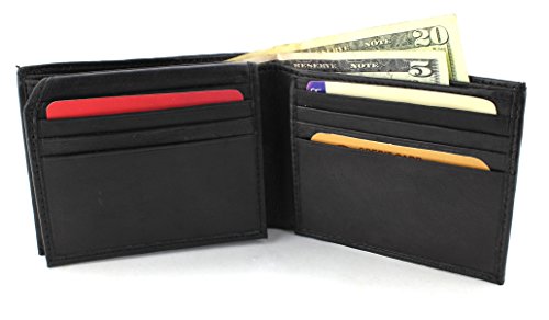 Li Bifold Wallet - Vegan Leather Wallet for Men with top flap 1 ID window, 12 cards, 2 inner, 2 plastic insert slots & 2 cash compartments - Timeless Hipster Design Men's Wallet (Black)4