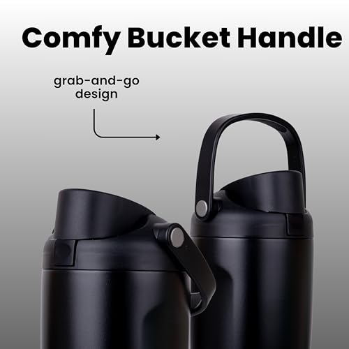 Image of Personalised with Your Name, 1200ml Tumbler with Straw - Handle - Stainless Steel Double Wall Insulated Cup | Leakproof Sipper Mug for Hot - Cold Drinks | Coffee - Water Tumbler (O Black)