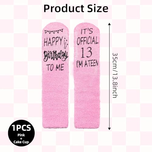 Birthday Gifts for Girls - Pink Fluffy Bed Socks, Cosy Long Stockings, Comfortable Funny Stocking Fillers (1 Pair)