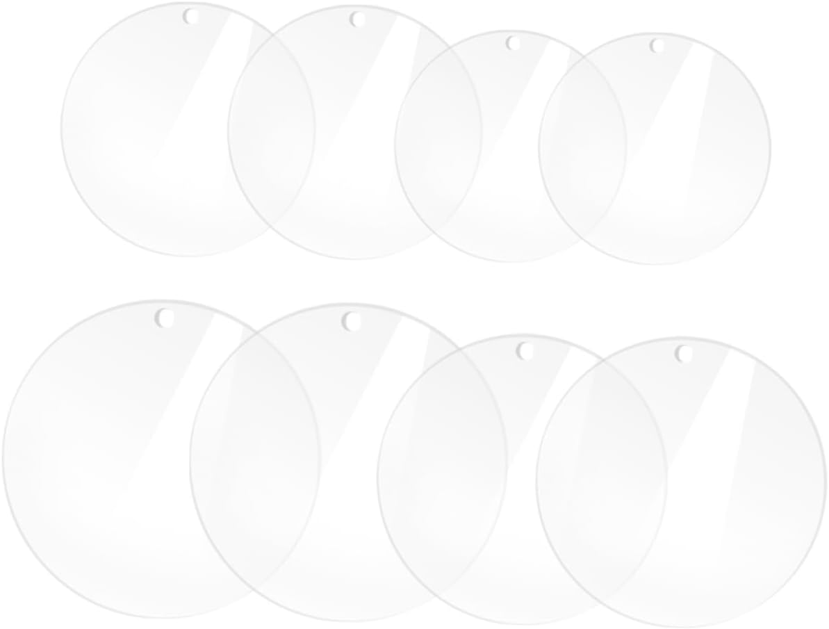 OHPHCALL Acrylic Discs Set 8 Round Blank Plates Smooth Edges Ideal for DIY Decor Artwork Lightweight