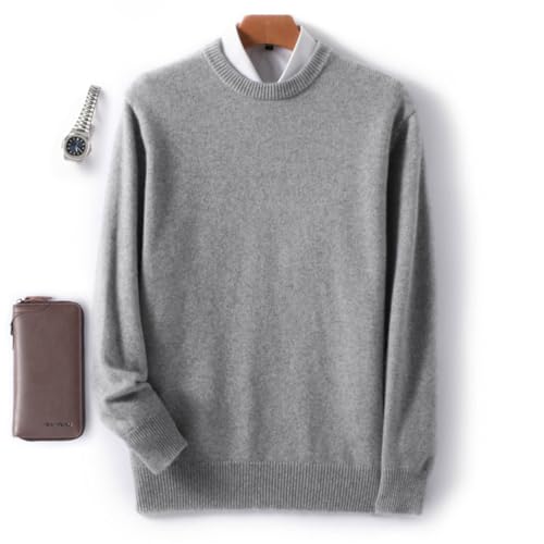 Men 100% Solid Wool Cold Blouse Round Neck Solid Color Pullover Sweater4