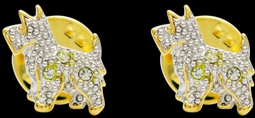 Image of Set of 2 Brooch Lapel Pins With Rhinestones