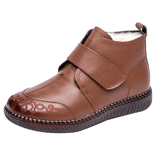Zapatos de nieve para mujer, elegantes, cómodos, acolchados con piel de cordones, botas de mujer de invierno, cortavientos, cálidas, botas marrones para mujer, impermeables, botines deportivos,
