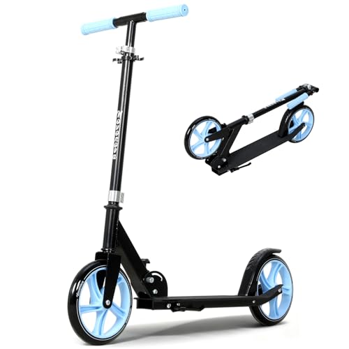 Novonova Trottinette Ado Pliable, Trottinette Adolescent avec Guidon Hauteur Ajustable 3 Niveaux, Trotinette Enfant Grande Roue 200MM Résistant, Trotinette...