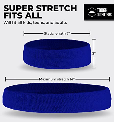 Image of Tough Headwear Terry Cloth Headband - Sweat-Wicking Running Head Band - Basketball Accessories - Headband for Washing Face
