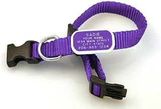 LuckyPet ID Collar - Personalized Pet ID Tag Attached to Lay Flat on an Adjustable Nylon Dog and Cat Collar, Size: Large 12-18