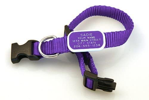 LuckyPet ID Collar - Personalized Pet ID Tag Attached to Lay Flat on an Adjustable Nylon Dog and Cat Collar, Size: XLarge 18-26