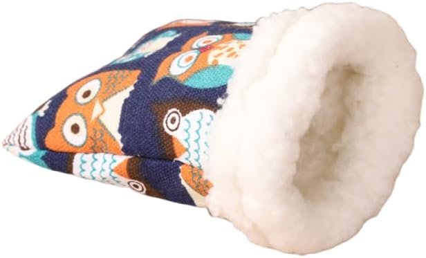 jkahh Warm Print Pet Product Small Animal Pet Hamster House Sleeping Bed Bird Cotton Nest,Sleeping Bag with Blue Bottom and Cat Head