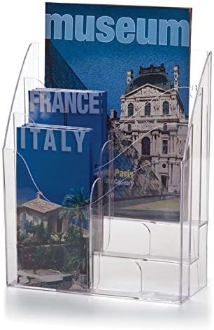 Officemate Multi-Use Literature Holder, 6 Pockets for 4.125 Inch Wide Leaflets or 3 Pockets for Letter Size Sheets or Folders, Clear (22914)
