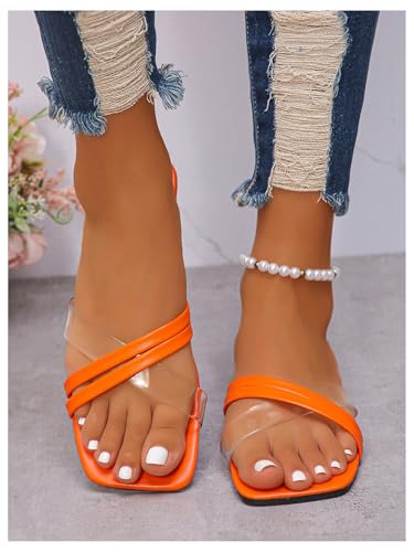 Verdusa Women's Criss Cross Leather Flat Sandals Square Open Toe Vacation Slip on Slippers3