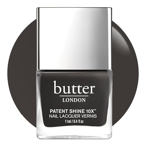 butter LONDON Patent Shine 10X Nail Lacquer, Gel-Like Finish, Chip-Resistant Formula, 10-Free Formula, Cruelty-Free, Polymer Technology, Earl Grey