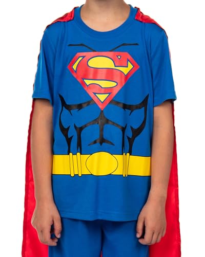 DC Comics Superman Pajamas Boys Short Sleeve Shirt and Pant Set with Detachable Cape PJs2
