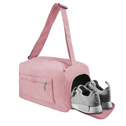 Sac de sport avec compartiment à chaussures et protection imperméable rose