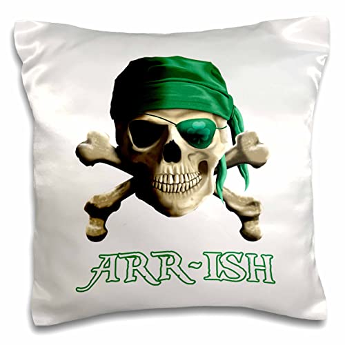 3dRose Macdonald Creative Studios – Nautical-Funny Jolly Roger Joke Arrish Instead of Irish (pc-299231-1) Pillow Case, White