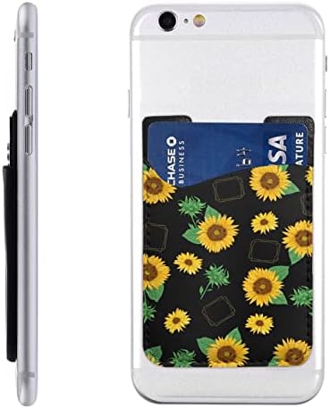 GAGADUCK Sunflower Adhesive Phone Pocket Cell Phone Stick On Card Wallet Sleeve Credit ID Card Holder Compatible with Most Smartphones