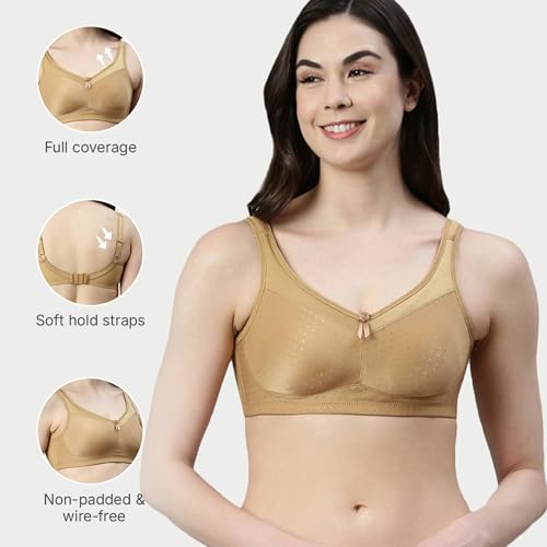 Image of Enamor Hidden X-Frame and Smoothening Women's Full Support Everyday Bra - Jiggle Control, Non Padded, Wirefree, Full Coverage - FB12 (Available in Plus Sizes)